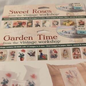 Vintage Workshop Digital Images CDs Of Roses & Garden Time.
